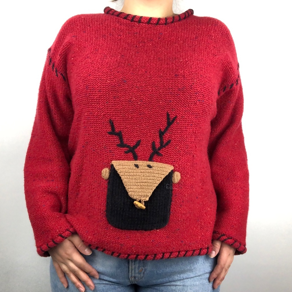 Vintage Knit Reindeer Sweater